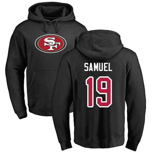 Men San Francisco 49ers Black Deebo Samuel Name and Number Logo #19 Pullover NFL Hoodie Sweatshirts